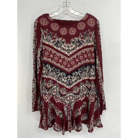 Free People Long Sleeve Open Back Dress Size S boho - Picture 1 of 5